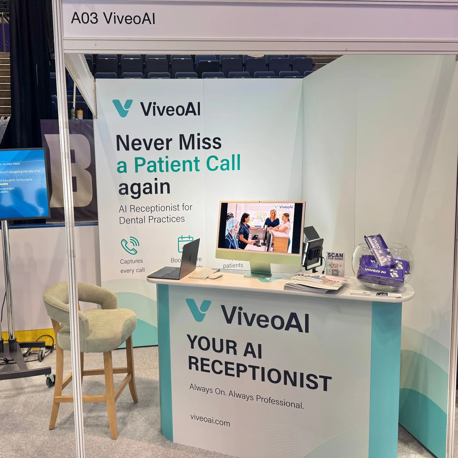 ViveoAI booth at the Scottish Dental Show 2026, Emirates Arena Glasgow