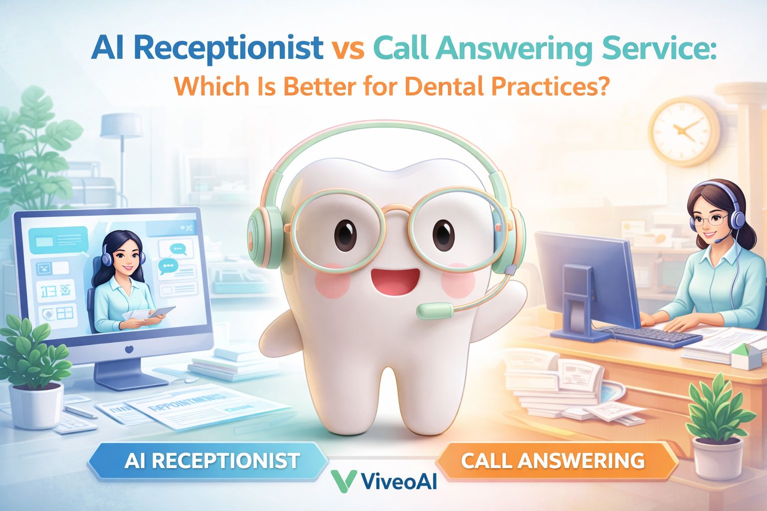 AI receptionist vs call answering service comparison for dental practices