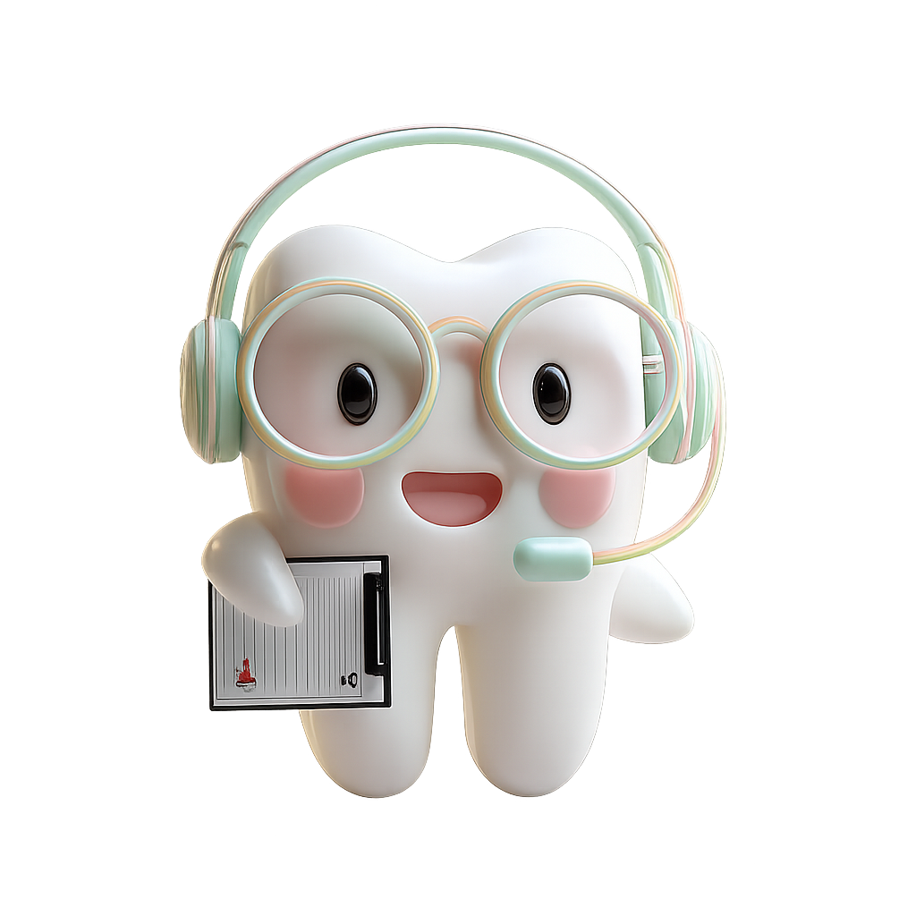 Tooth mascot with headset ready to help with onboarding