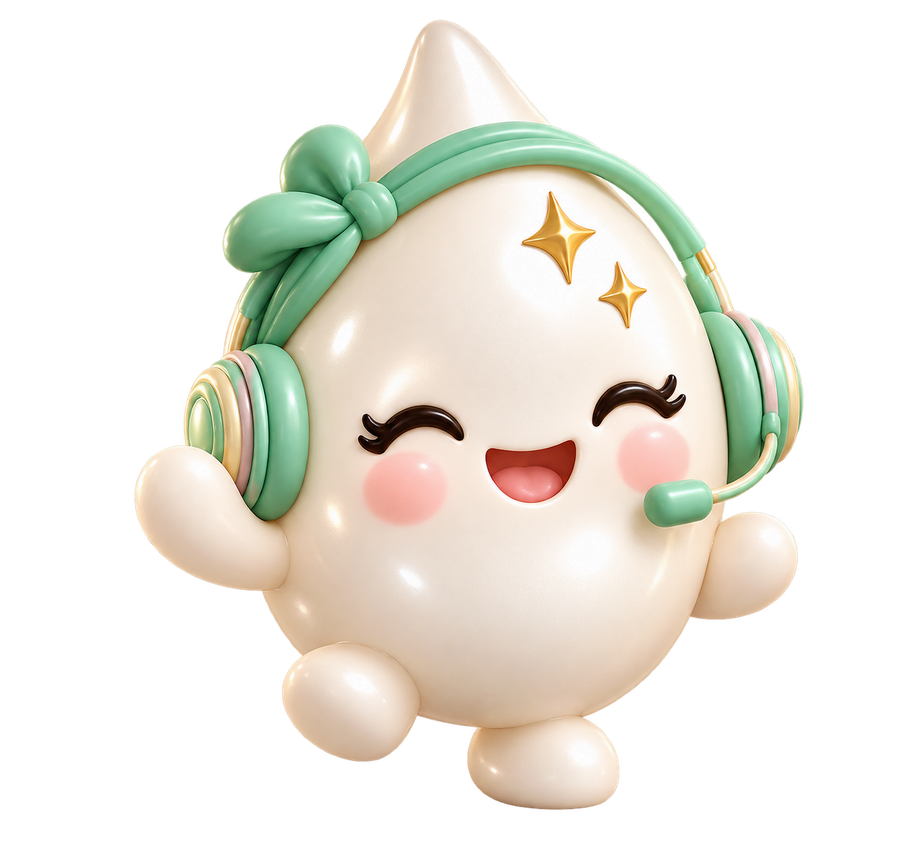 ViveoAI aesthetics receptionist mascot wearing a headset